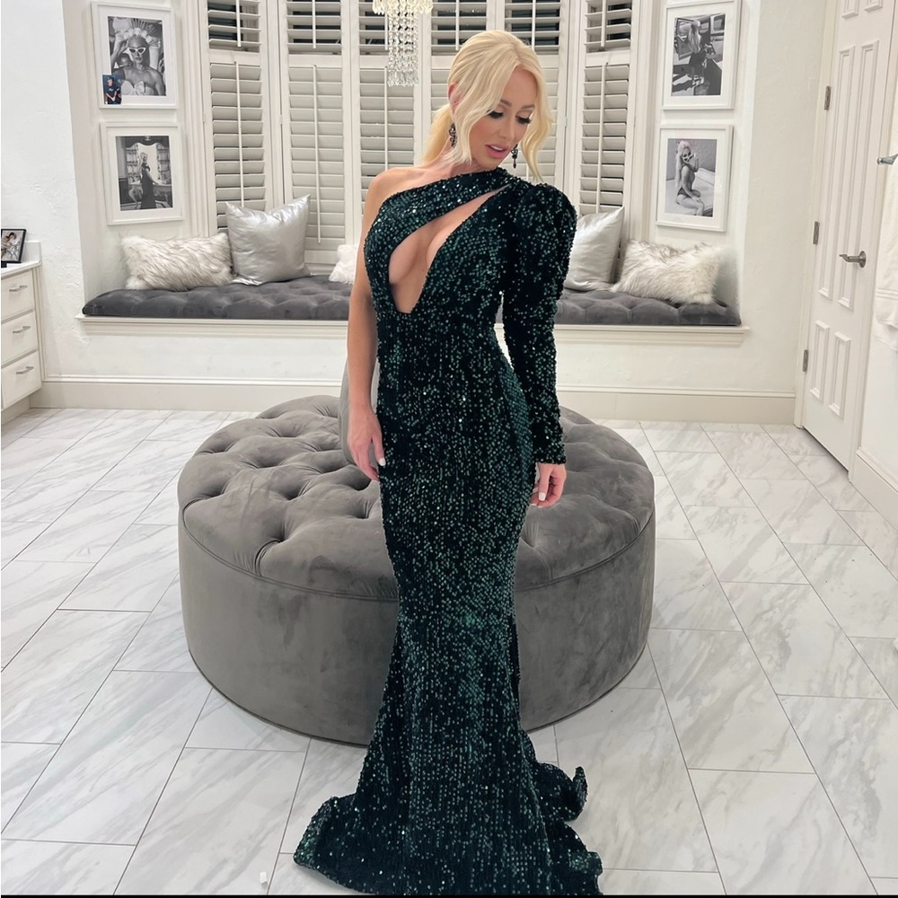 Dark green sequin gown